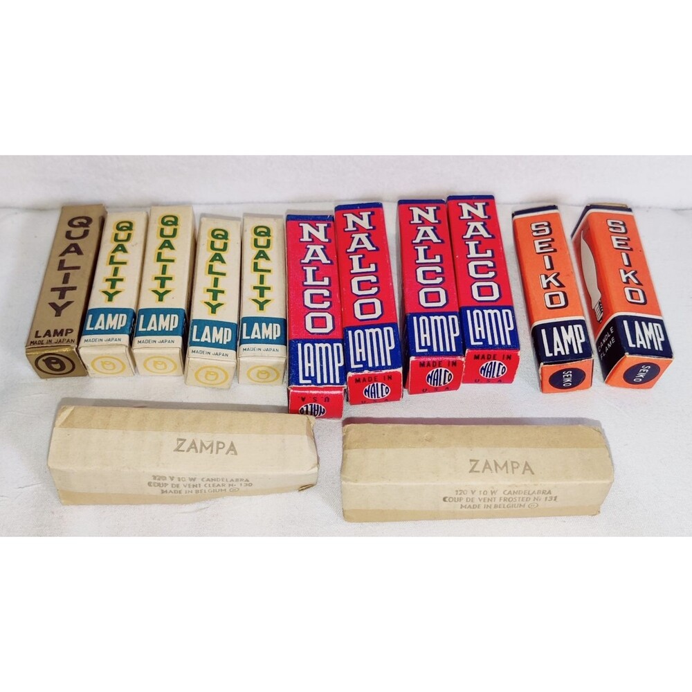 Vintage ZAMPA, NALCO, SEIKO Flame Candle Point Tip Bulbs Old Not Tested #14